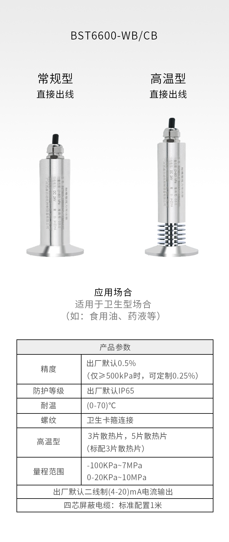 衛生平膜型壓力變送器