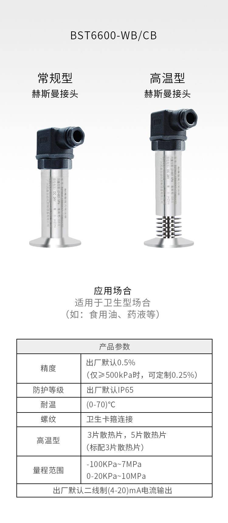 衛生平膜型壓力變送器