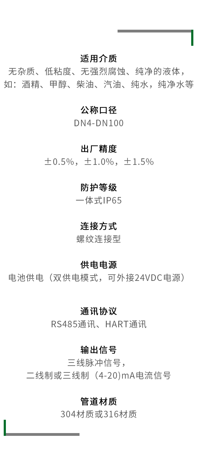 螺紋式電池供電液體渦輪流量計