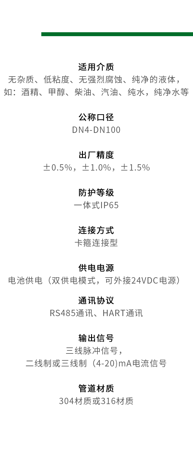 卡箍式電池供電液體渦輪流量計