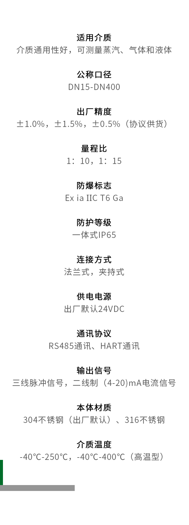 防爆型渦街流量計參數