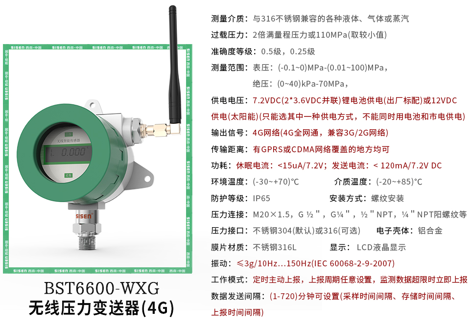 BST6600-WXG無線壓力變送器(4G)