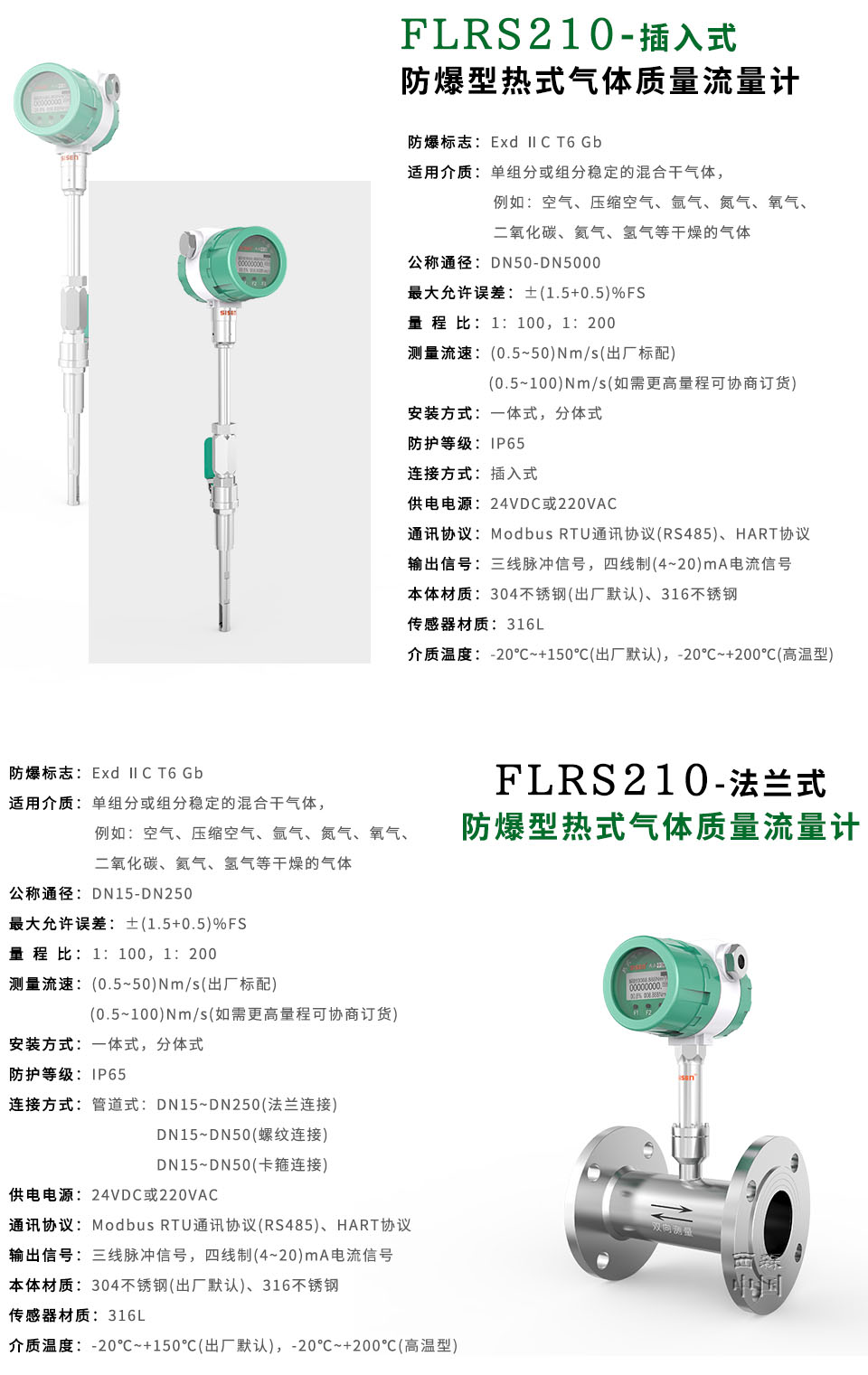 西森防爆型熱式氣體質量流量計