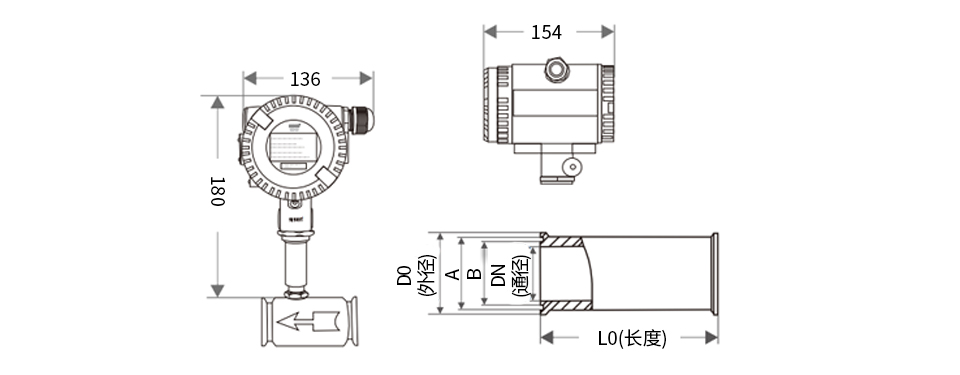 衛生型液體渦輪流量計產品尺寸