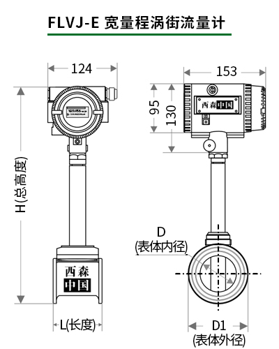 寬量程渦街流量計尺寸圖